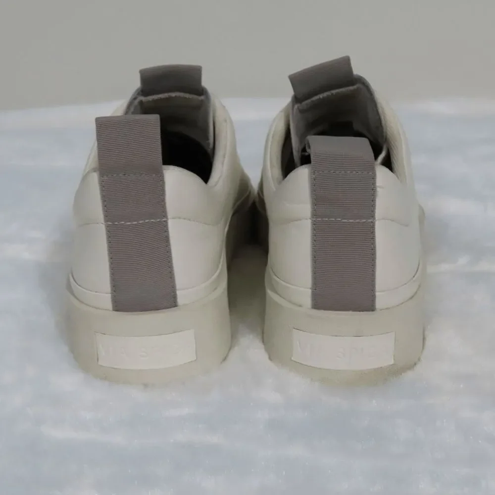 Via Spiga Women's Mae Platform Sneakers Milk White Leather Size 8 M